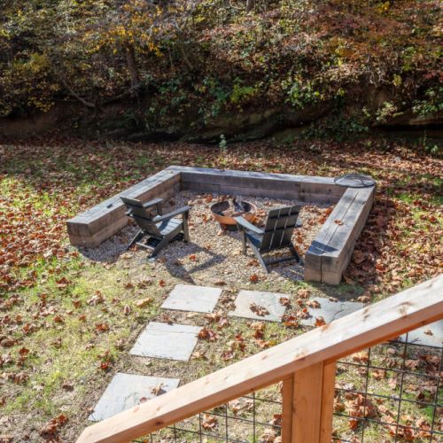 Your private firepit comes with firewood and fire starts located inside Eat & Play.