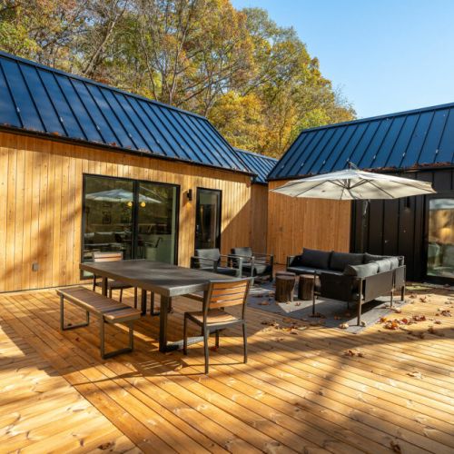 Enjoy the outdoors on a 900 sqft deck that connects each of the buildings.