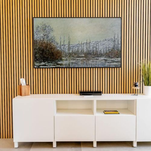 Frame TV located in the living room.